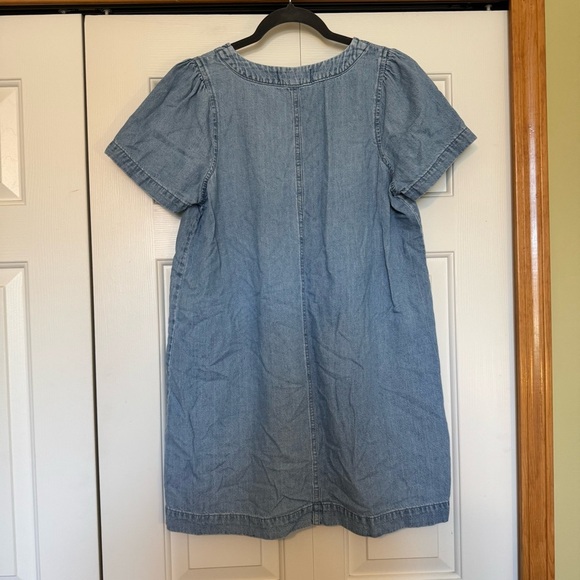 Madewell Womens Medium Blue Linen Blend Short Sleeve Denim Popover Swing Dress - Picture 5 of 9